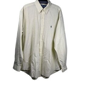 Ralph Lauren Blake Button Down Long Sleeve Shirt XL‎ Yellow Plaid 100% Cotton